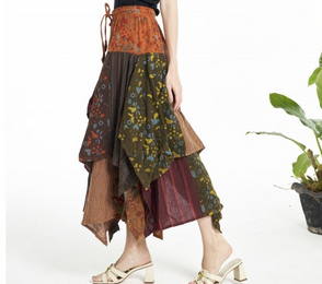 Women's Mushroom Patchwork Pixie Skirt - HalfMoonMusic