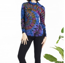 Women's Long Sleeve Tie-Dye Turtleneck Top - HalfMoonMusic