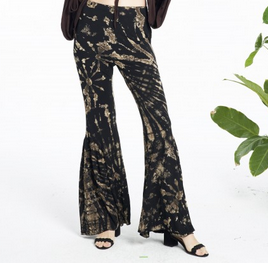 Women's Tie-Dye Bell Bottom Pants w/ Pockets - HalfMoonMusic
