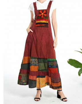 Women's Patchwork Pinafore Dress