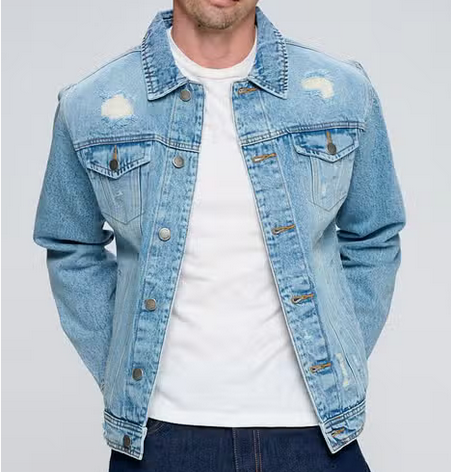 Men's Distressed Denim Jacket