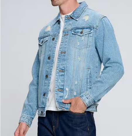 Men's Distressed Denim Jacket