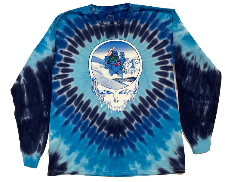 Men's Grateful Dead Snowboard Shred Bears Tie-Dye Long Sleeve T-Shirt