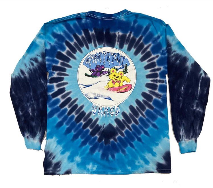 Men's Grateful Dead Snowboard Shred Bears Tie-Dye Long Sleeve T-Shirt