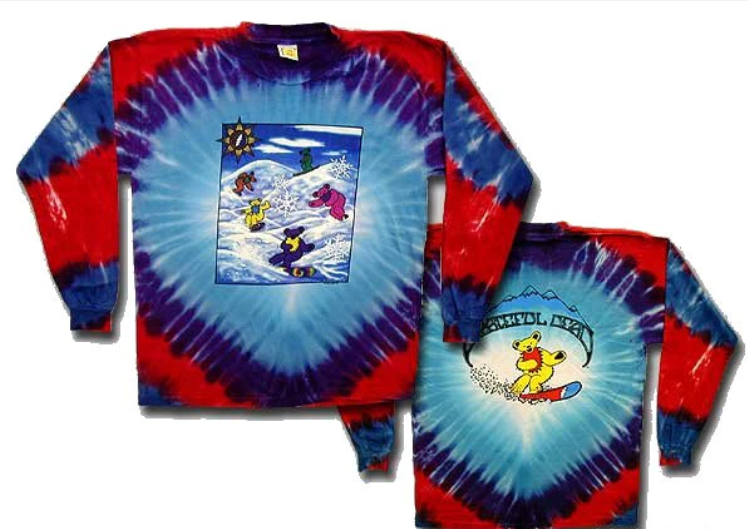 Men's Grateful Dead Snowboard Bears Tie-Dye Long Sleeve T-Shirt