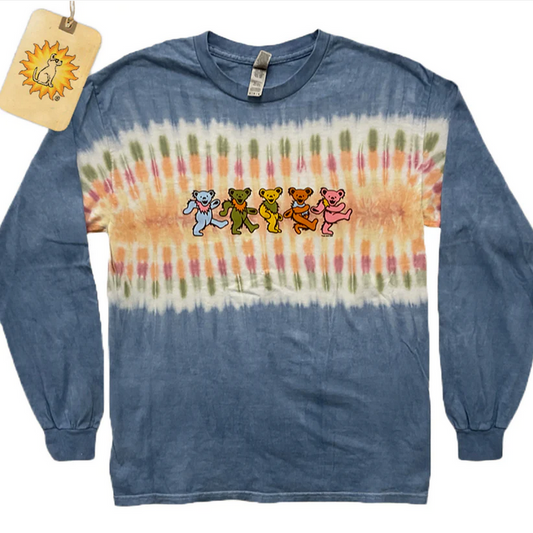 Men's Grateful Dead Bear Track Tie-Dye Long Sleeve T-Shirt