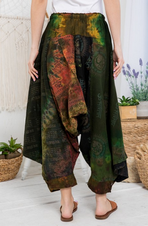 Women's Patchwork Pants with drawstring & a side pocket