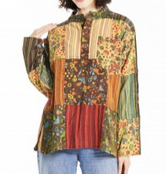 Unisex Mushroom Print Mix Patch Long Sleeves Top