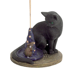 Magic Wizard Hat Cat & Mouse Incense Burner