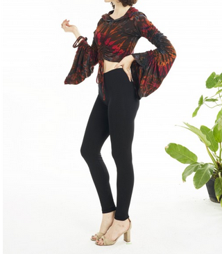 Women's Tie Dye Ruched Sleeve Crop Hoodie