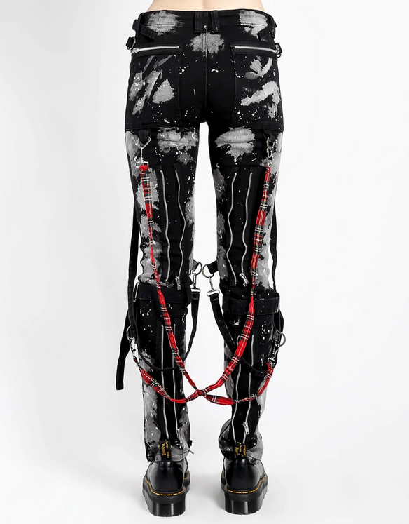 Unisex Bondage Bleach Splatter Studded Punk Tripp Pants