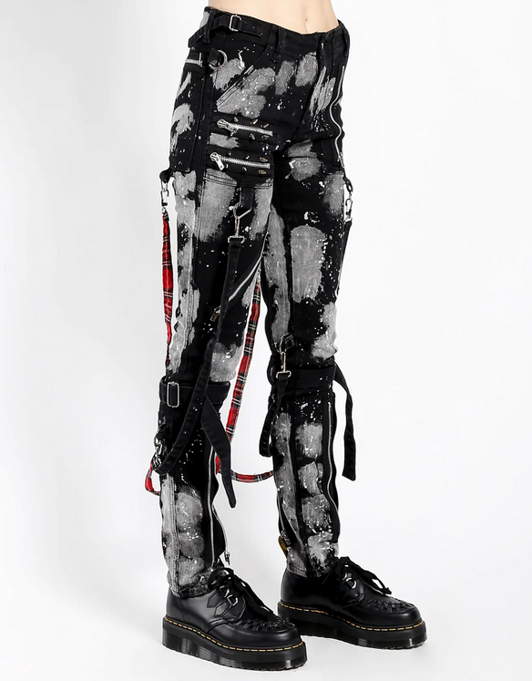Unisex Bondage Bleach Splatter Studded Punk Tripp Pants