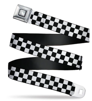 Classic Black & White Checker Seatbelt Buckle Belt