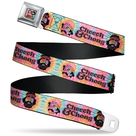 Cheech & Chong Faces Tie-Dye Seatbelt Buckle Belt