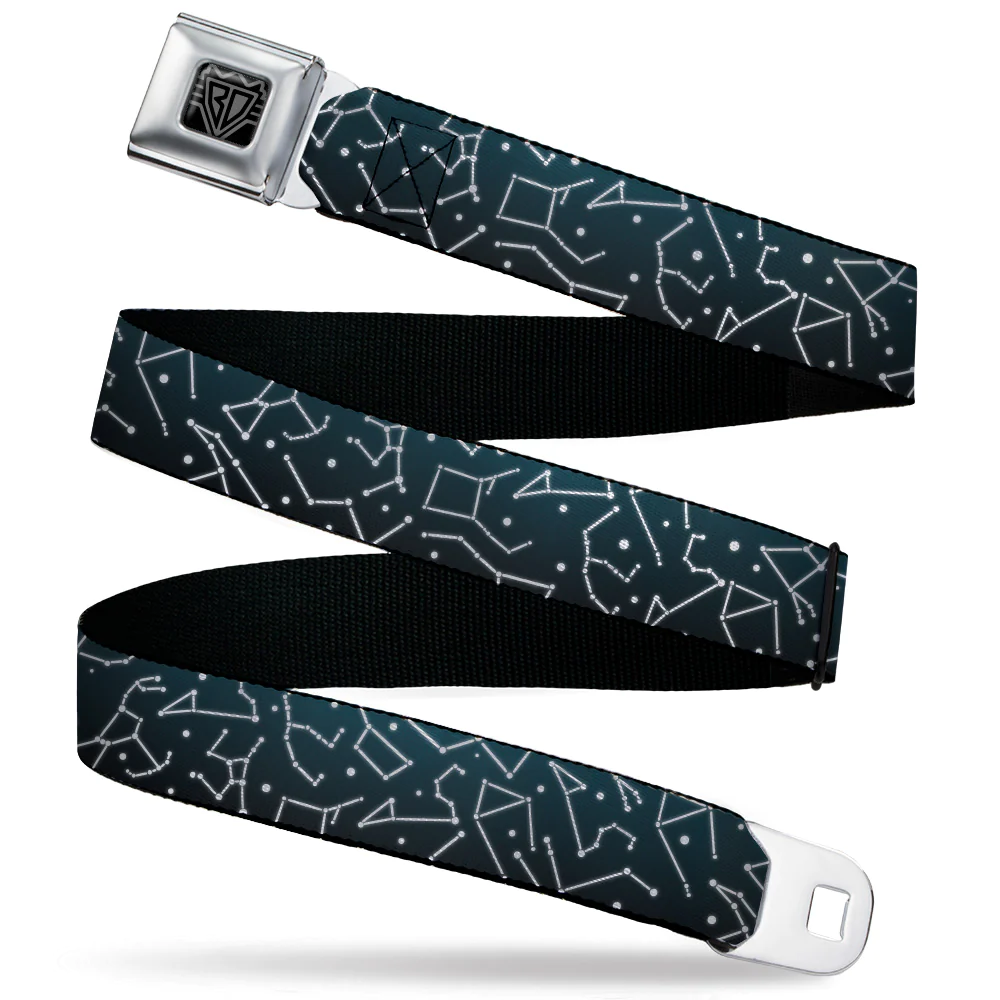 Black & Blue Constellations Seatbelt Buckle Belt