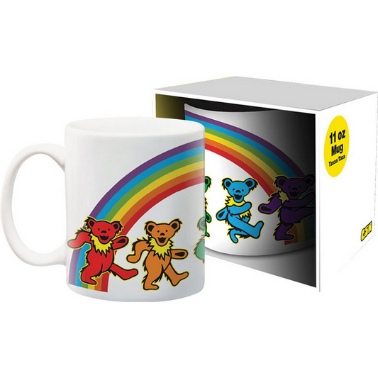 Grateful Dead Dancing Bears Under The Rainbow Glass Mug