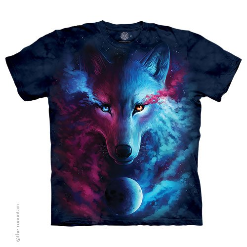 Men's Where Light & Dark Meet Space Wolf Light Tie-Dye T-Shirt