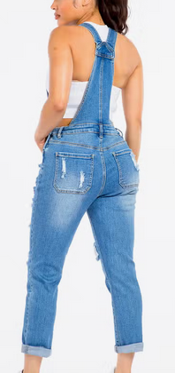 Women's Plus Size Pop Out Chest Pocket Denim Overalls