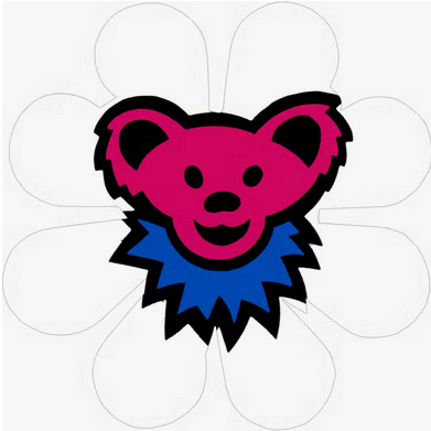 Grateful Dead Pink Bear Head White Flower Sticker