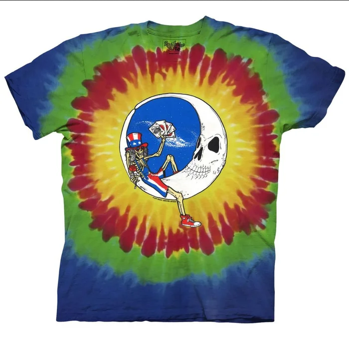 Men's Grateful Dead Uncle Sam Skeleton On The Moon Tie-Dye T-Shirt