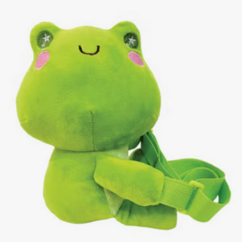 Plush Green Frog Sling Crossbody Bag