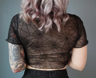 Women's Spider Web Mesh Crop Top