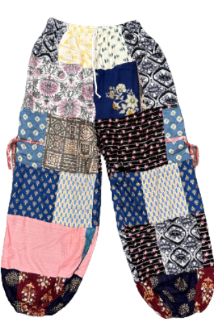 Women's Drawstring Patchwork Cuff Ankle Pants
