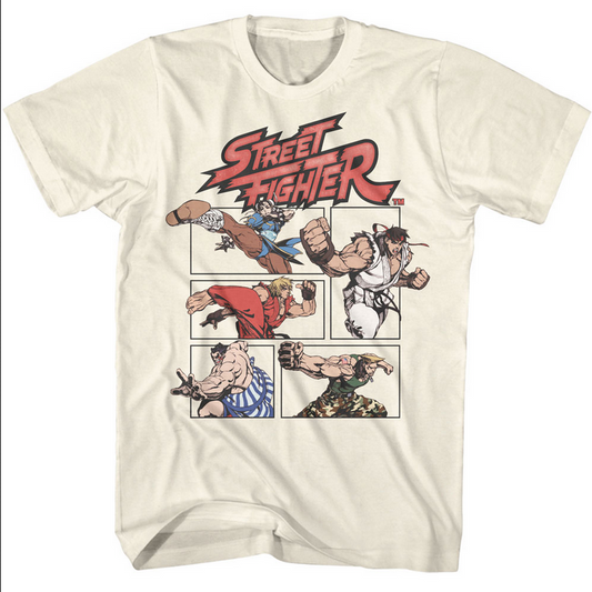 Men's Street Fighter Action Comic Panels T-Shirt