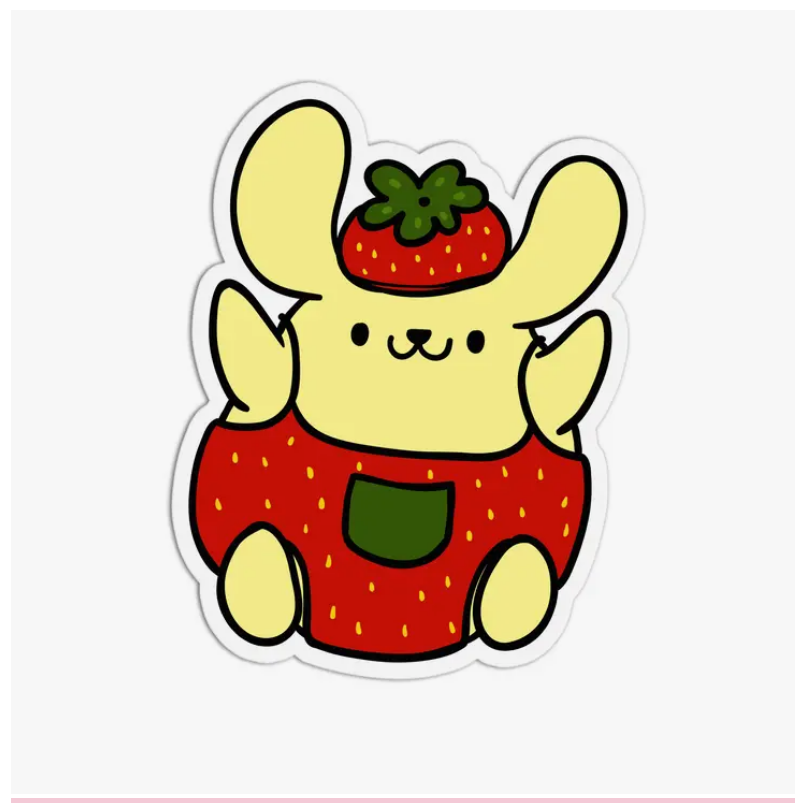 Textured Vinyl Waterproof Strawberry Sanrio Stickers