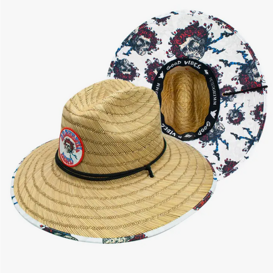 Skull & Roses Straw Lifeguard Hat