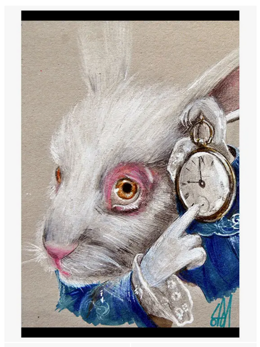 White Rabbit Time Art Print