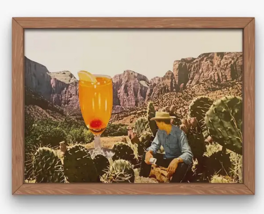 Cowboy Cocktail Collage Art Print