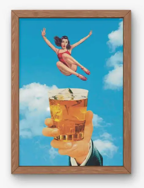Happy Hour Surreal Collage Art Print