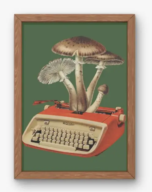 Mushroom Typewriter Art Print