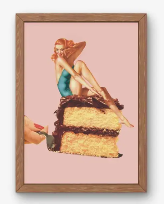 Pinup Girl Cake Art Print