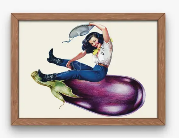 Ride It Cowgirl Eggplant Art Print