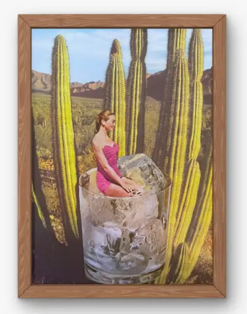 Cactus Cocktail Collage Art Print
