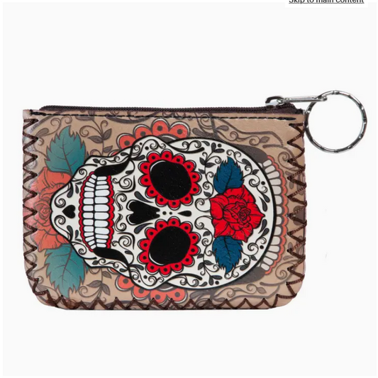 Floral Skull Printed Coin Purse