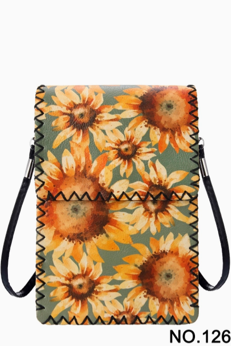 Sunflower Print Crossbody
