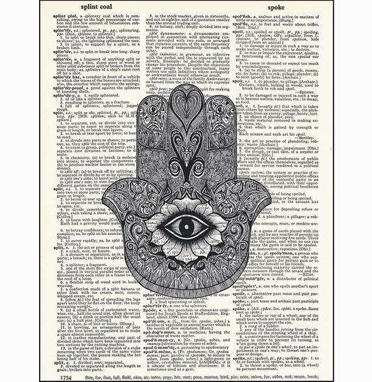 Hamsa Hand Dictionary Page Art Print