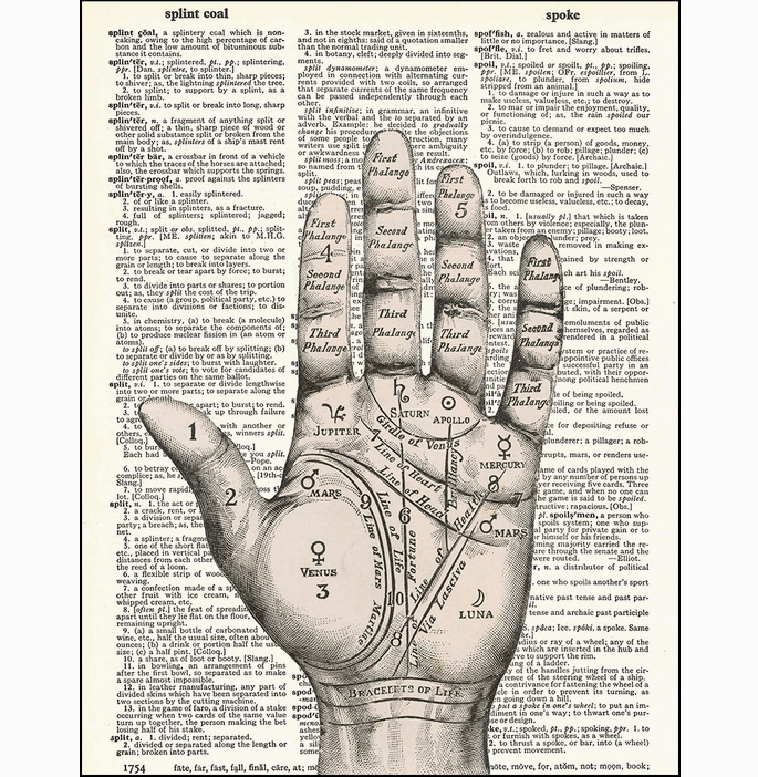 Palm Reader Dictionary Page Art Print