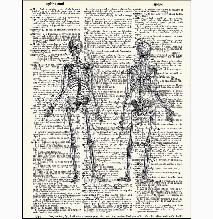 Human Skeleton Dictionary Page Art Print