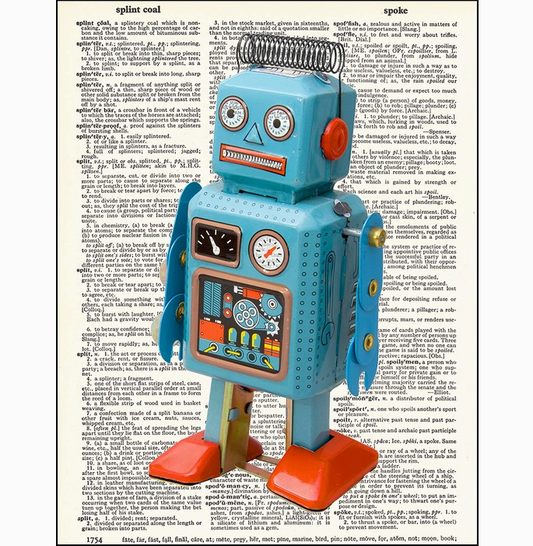Retro Robot Dictionary Page Art Print
