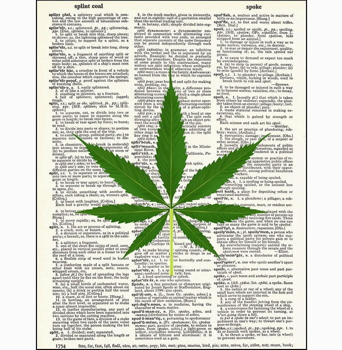 Marijuana Leaf Dictionary Page Art Print