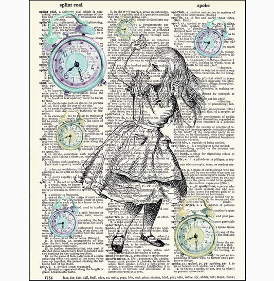 Alice & Clocks Dictionary Page Art Print