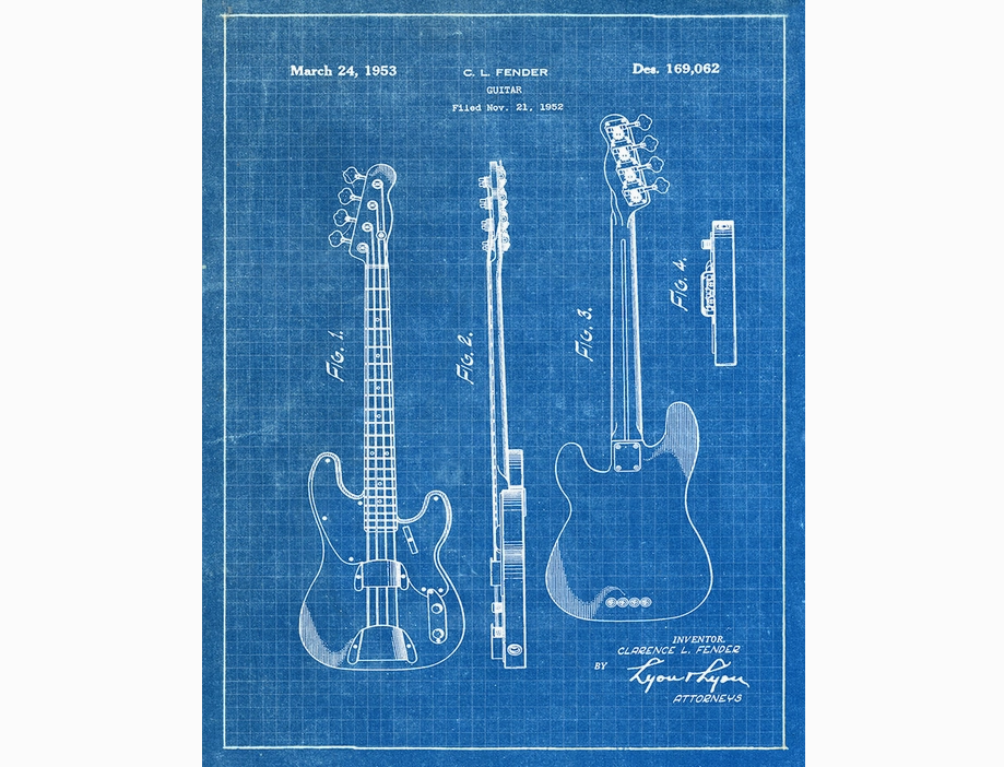 Fender Guitar 1953 Patent Art Print