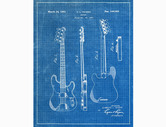 Fender Guitar 1953 Patent Art Print