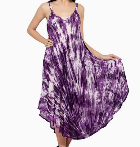 Women's Tie-Dye Mid Length Flowy Dress
