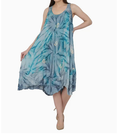 Women's Tie Dye Embroidered Tank Dress