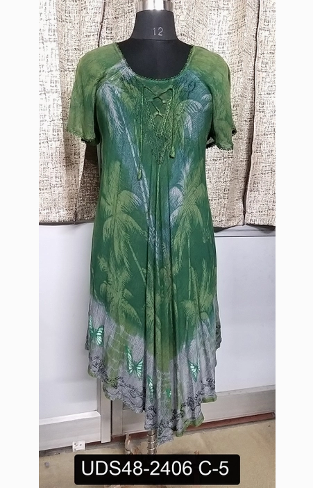 Women's Tie-Dye Palm Tree Umbrella Dress